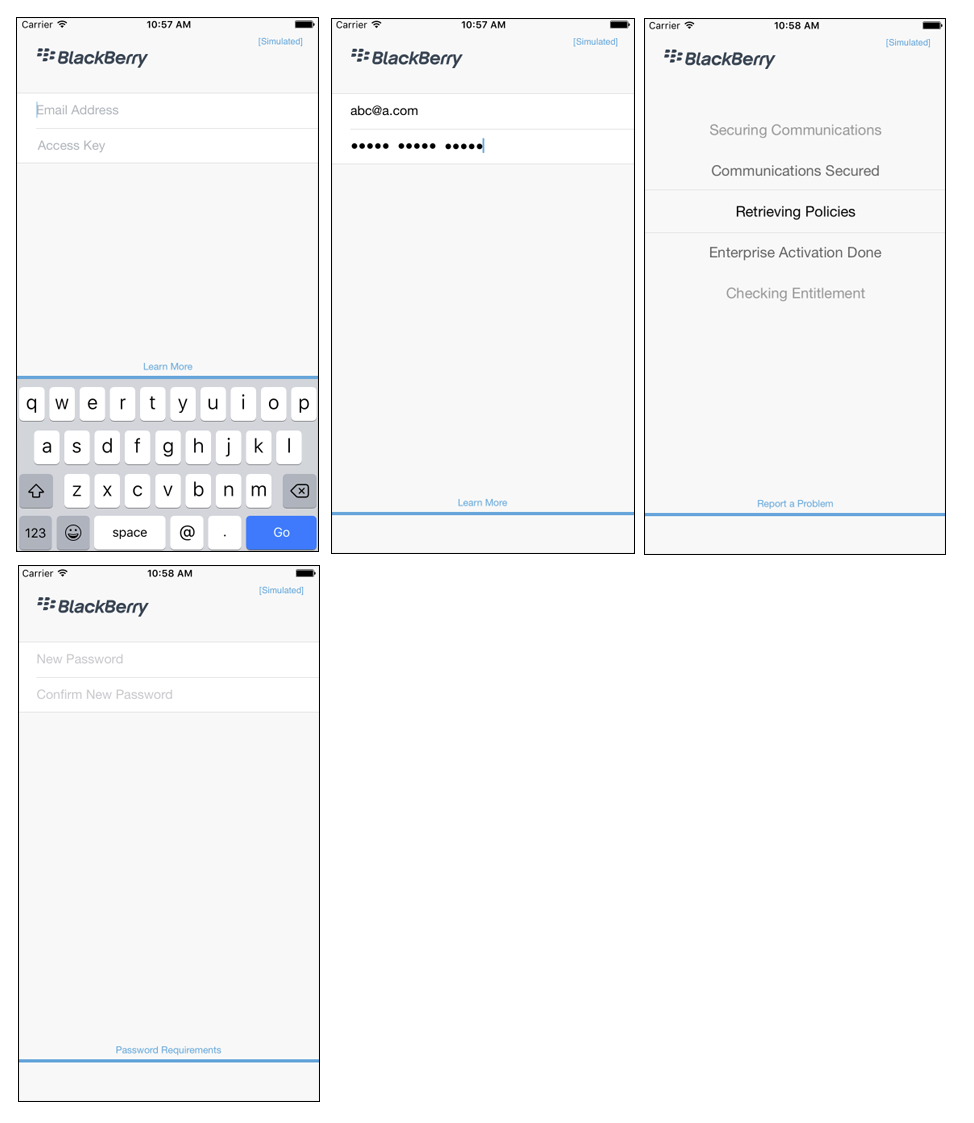 Screenshots demonstrating Enterprise Simulation Mode